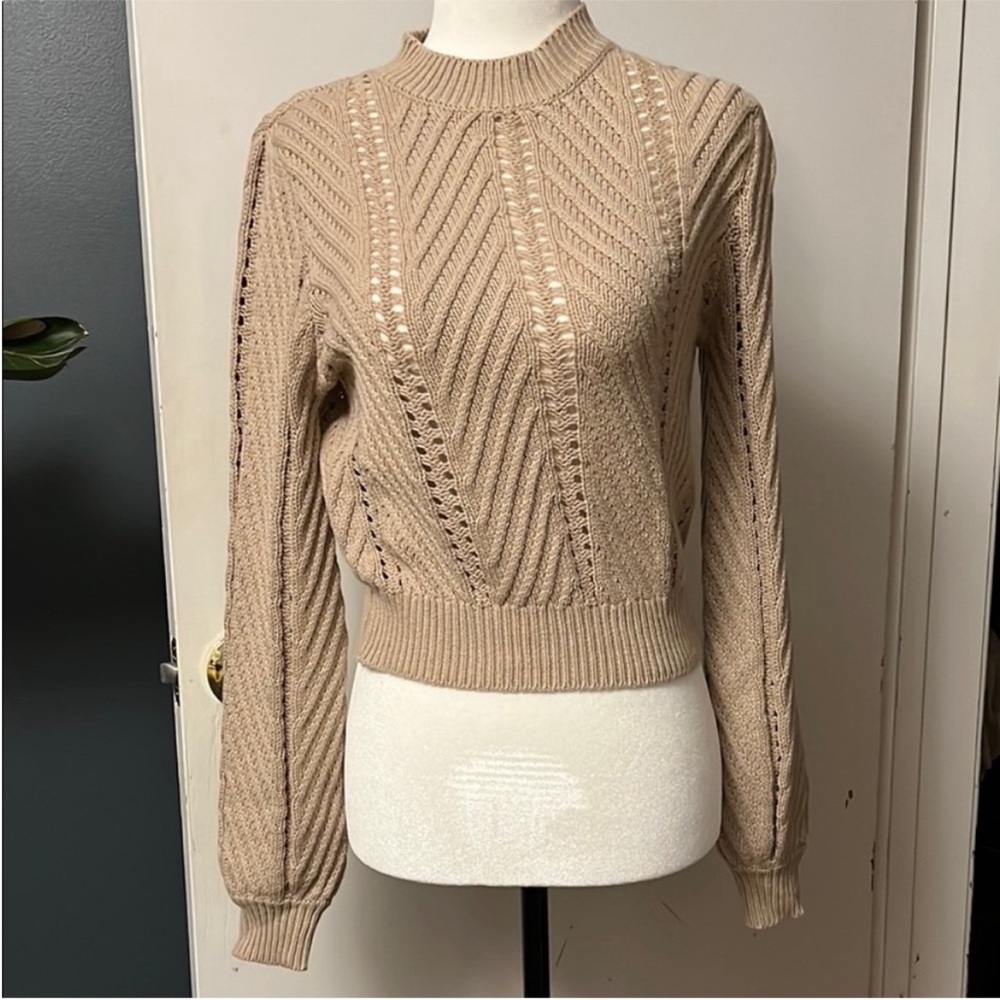 Forever 21 | Women’s Size Small Tan Cable Knit Crew Neck Sweater